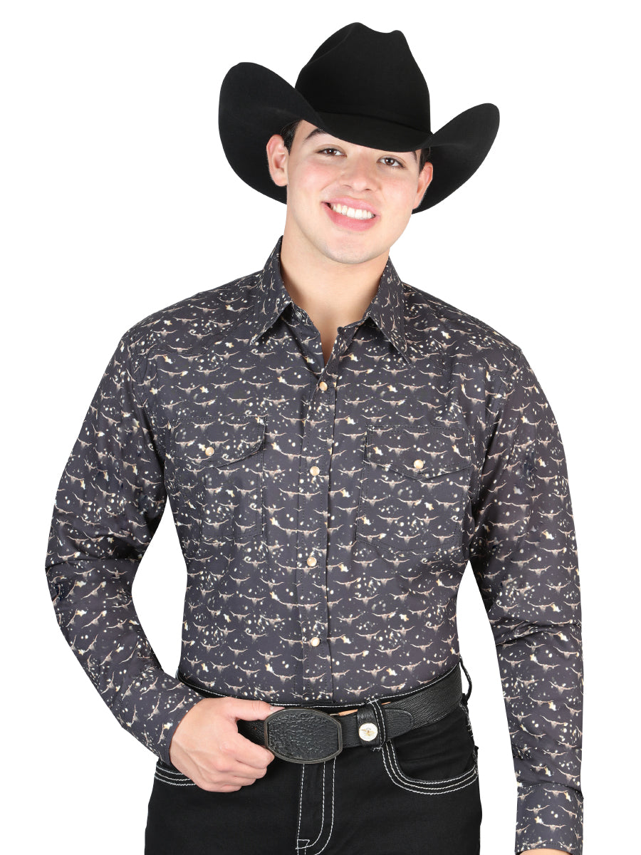 El General Western Shirt  Black Mod. 44309