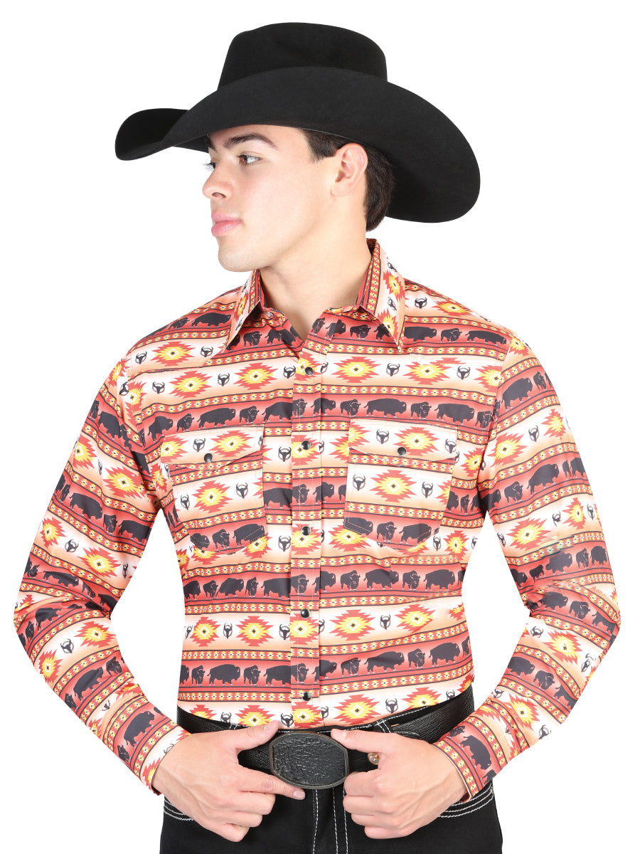 Orange Western Shirt Mod. 44314