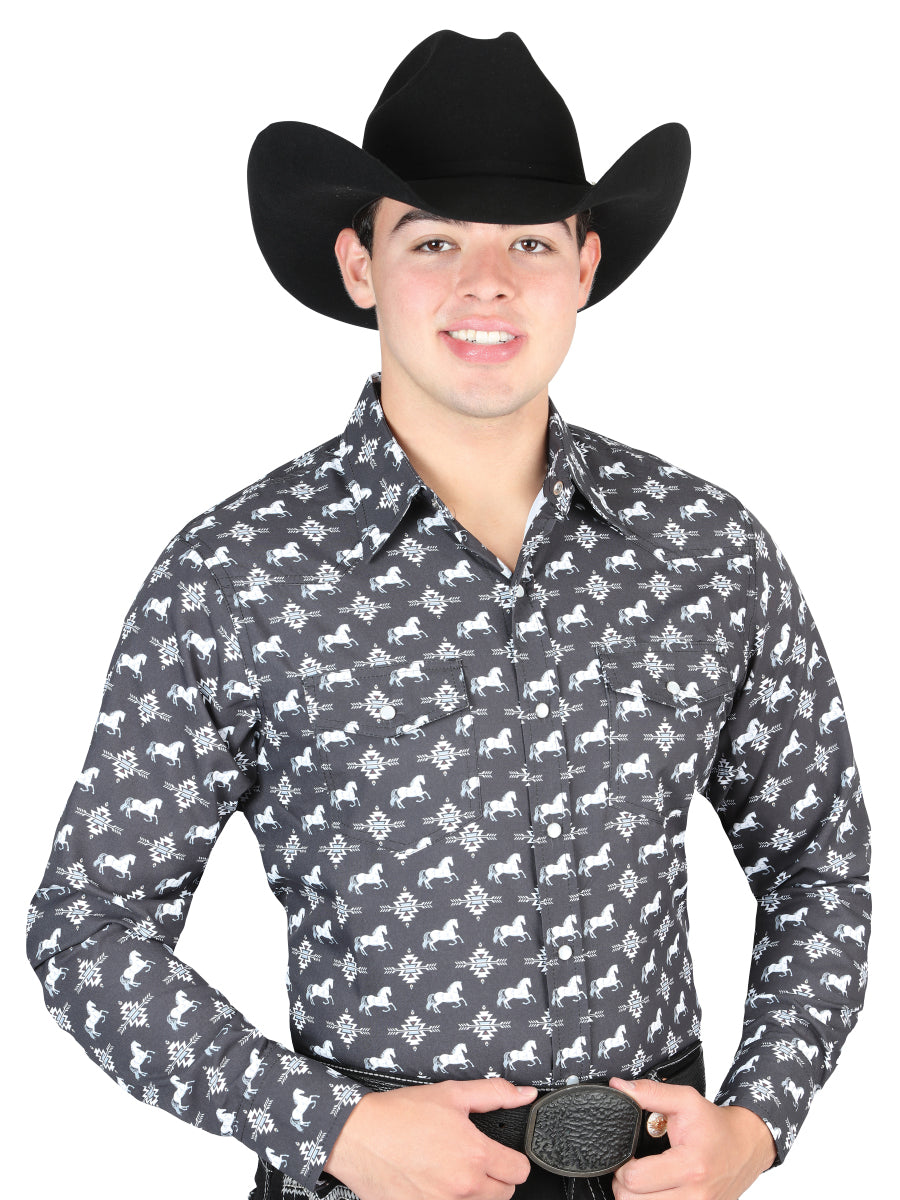 El General Western Shirt  Black Mod. 44320