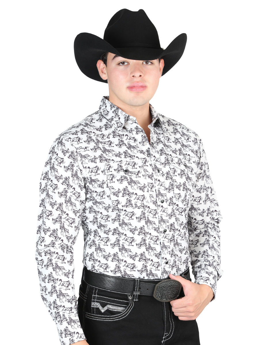 Western Shirt - White/Gray