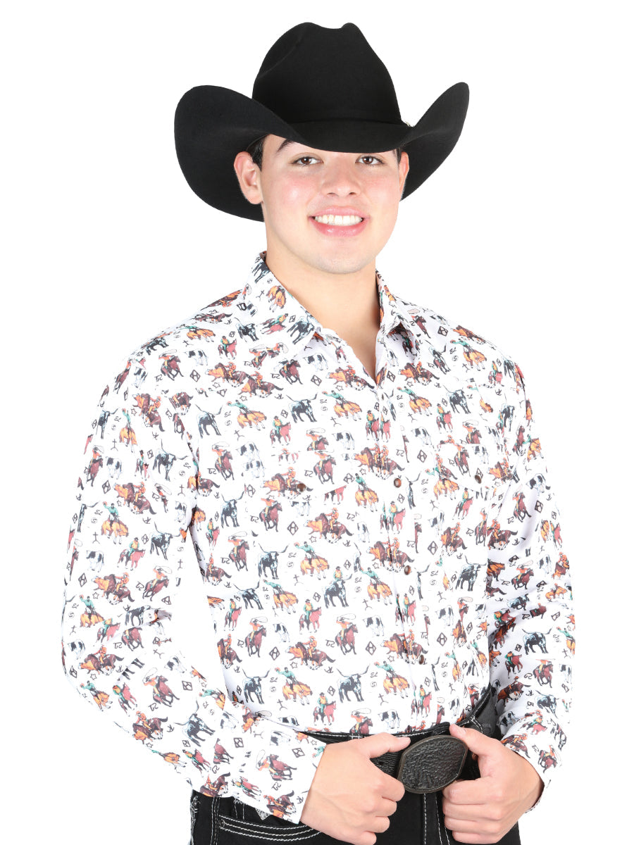 Camisa blanca estilo western