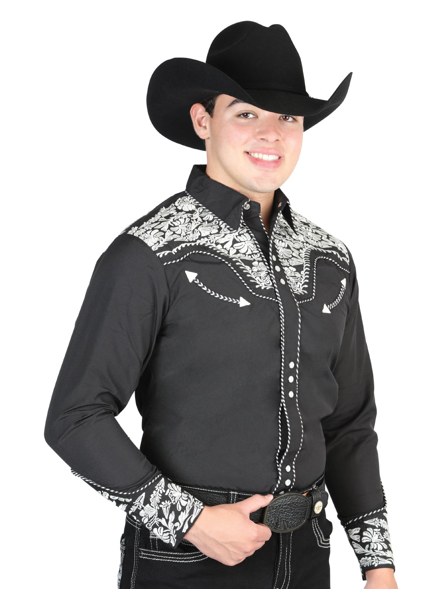 El Señor De Los Cielos Embroidery Shirt Black/Silver