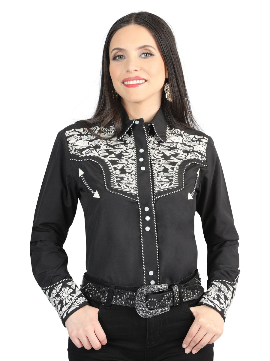 Senor De Los Cielos Embroidery Shirt Black/Silver