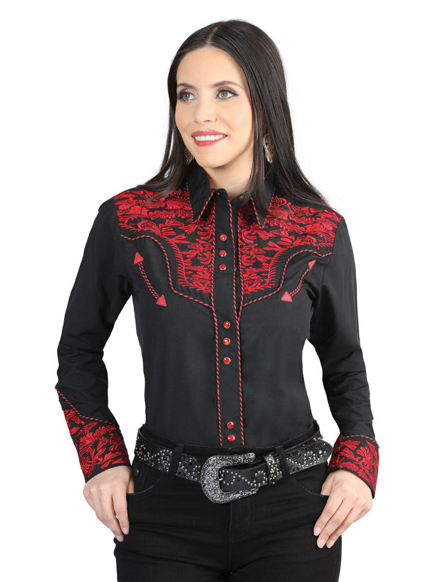 Senor De Los Cielos Embroidery Shirt Black/Red