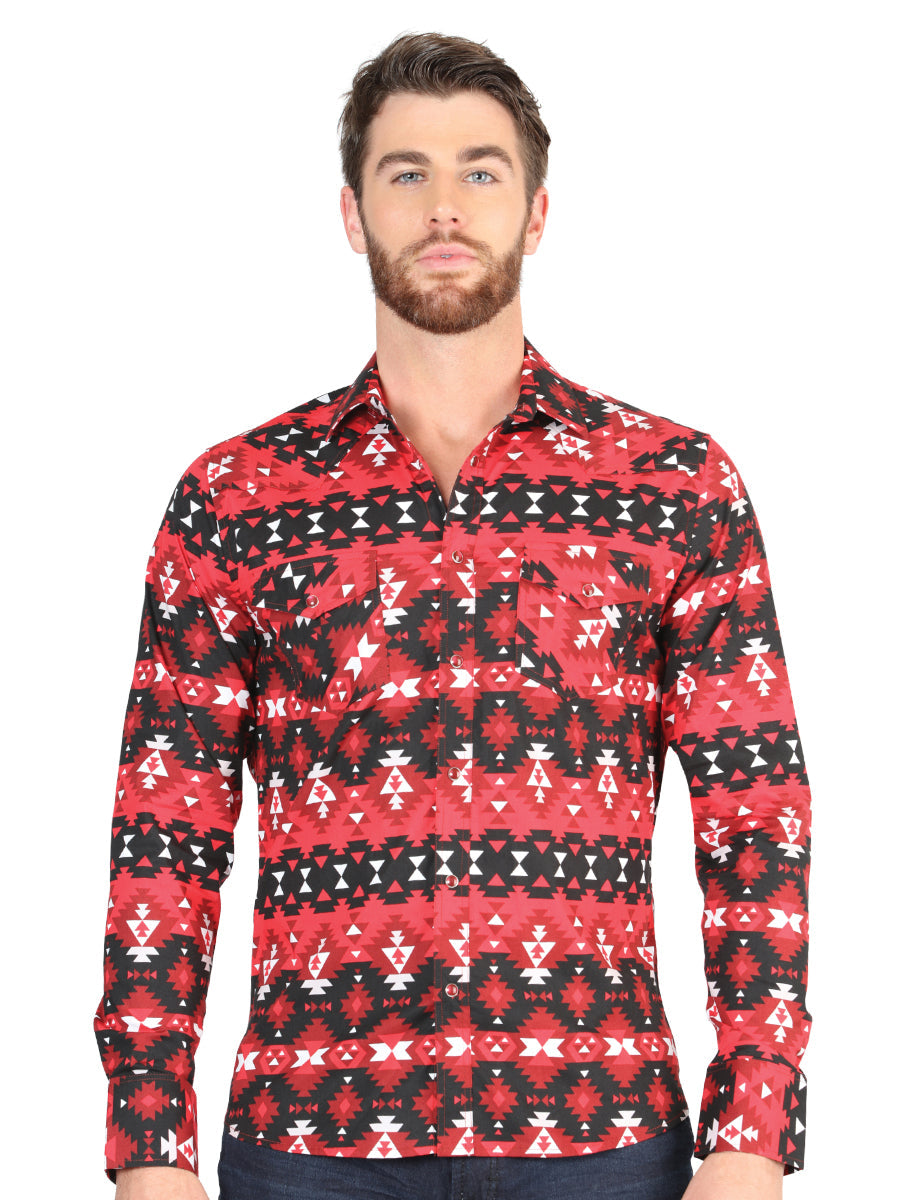 Casual Long-Sleeve Shirt by El General Red Mod. 44396