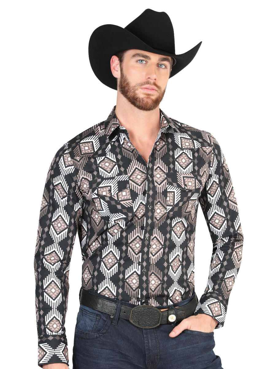Casual Long-Sleeve Shirt by El General Black Mod. 44402