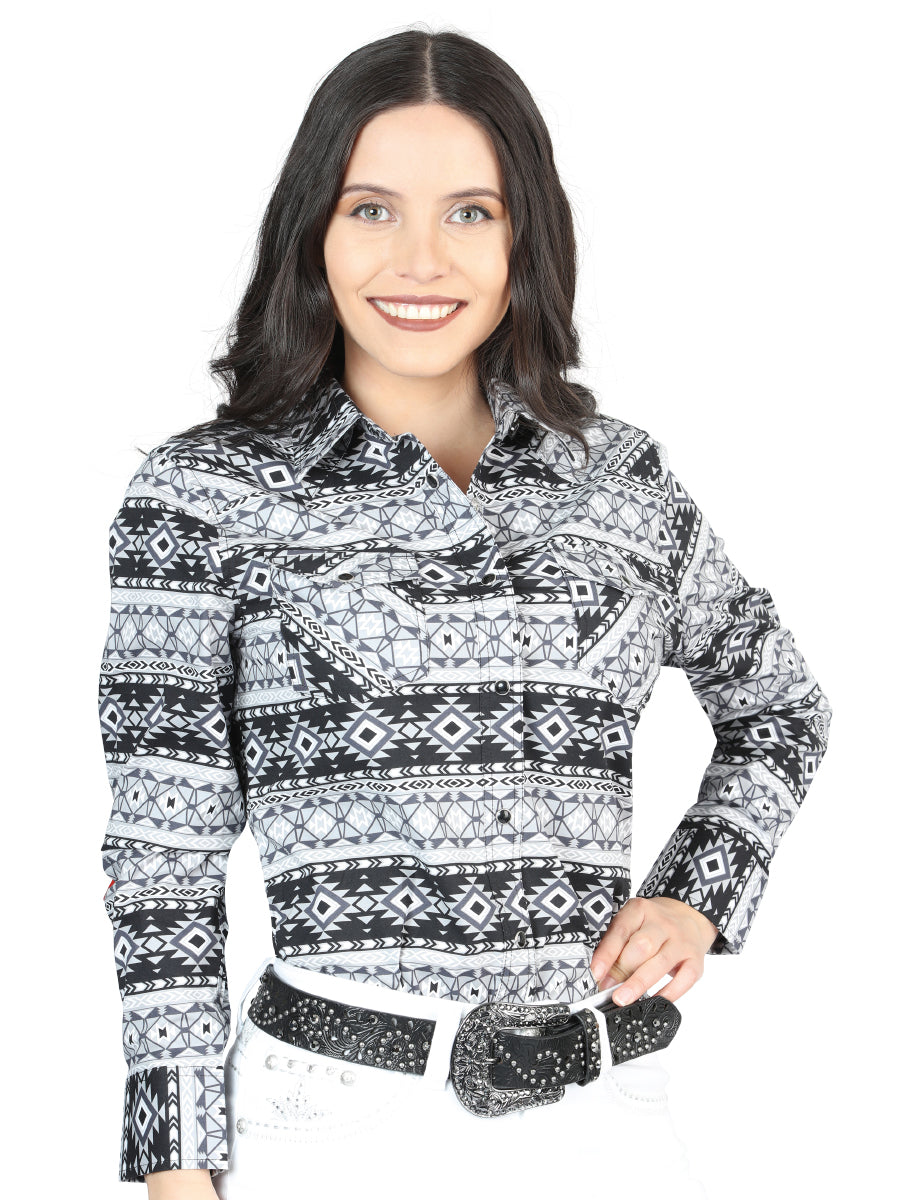 Casual Long-Sleeve Shirt by White/Black