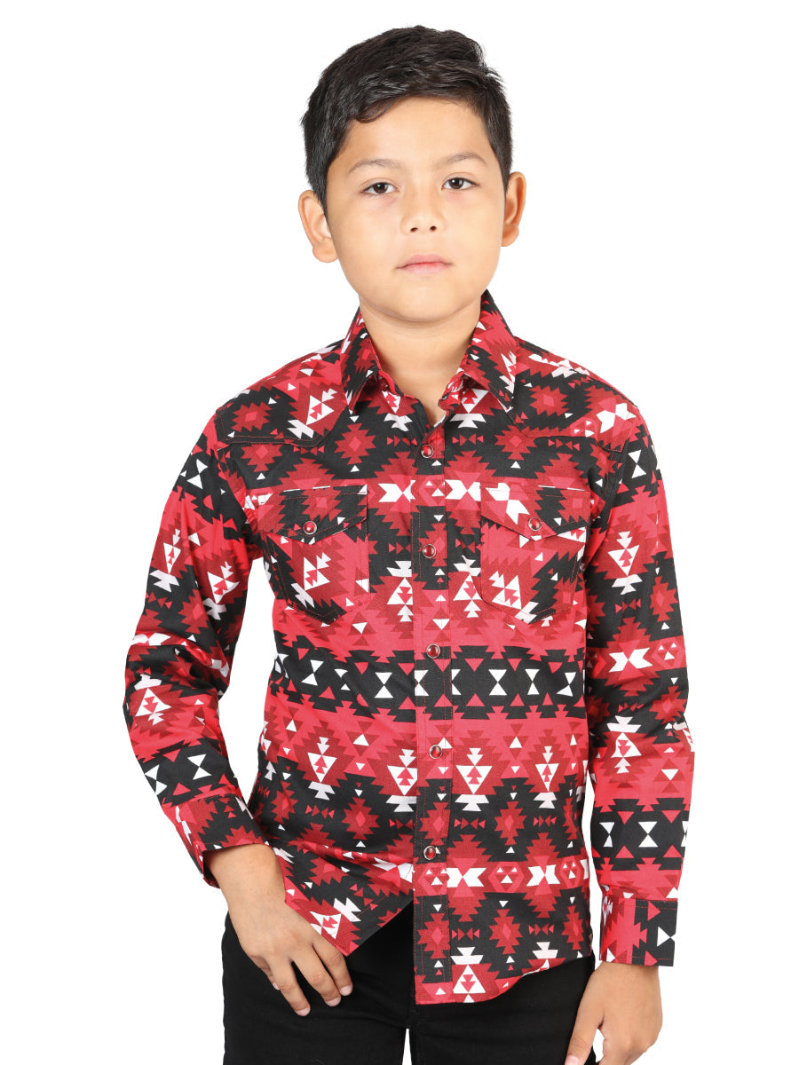 Camisa Casual de Manga Larga de El General Roja Mod. 44414