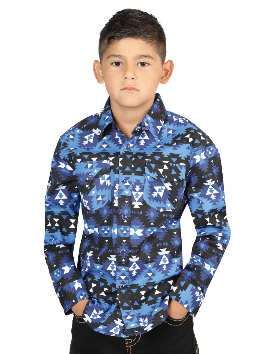 Camisa casual de manga larga para niño de El General Blue