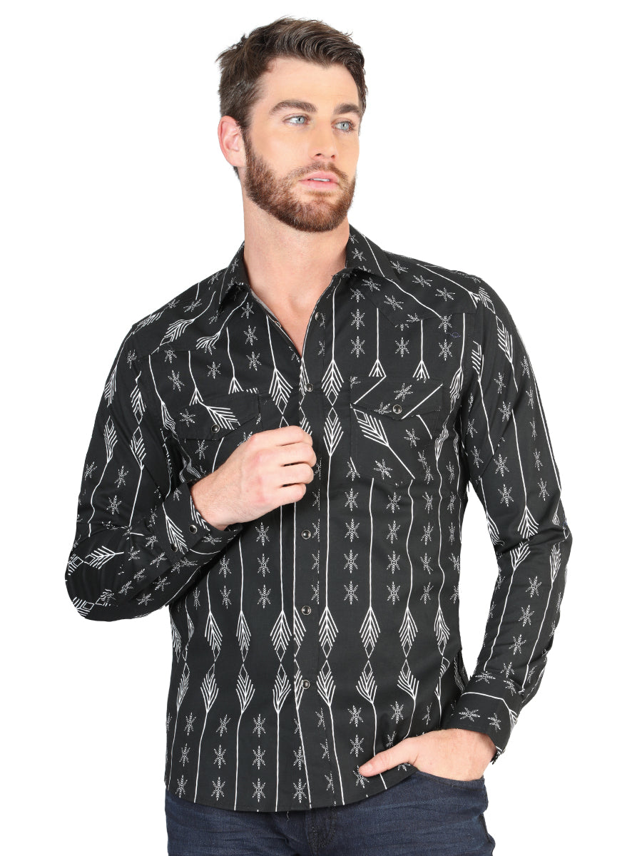 Casual Long-Sleeve Shirt by Black/White Mod. 44433