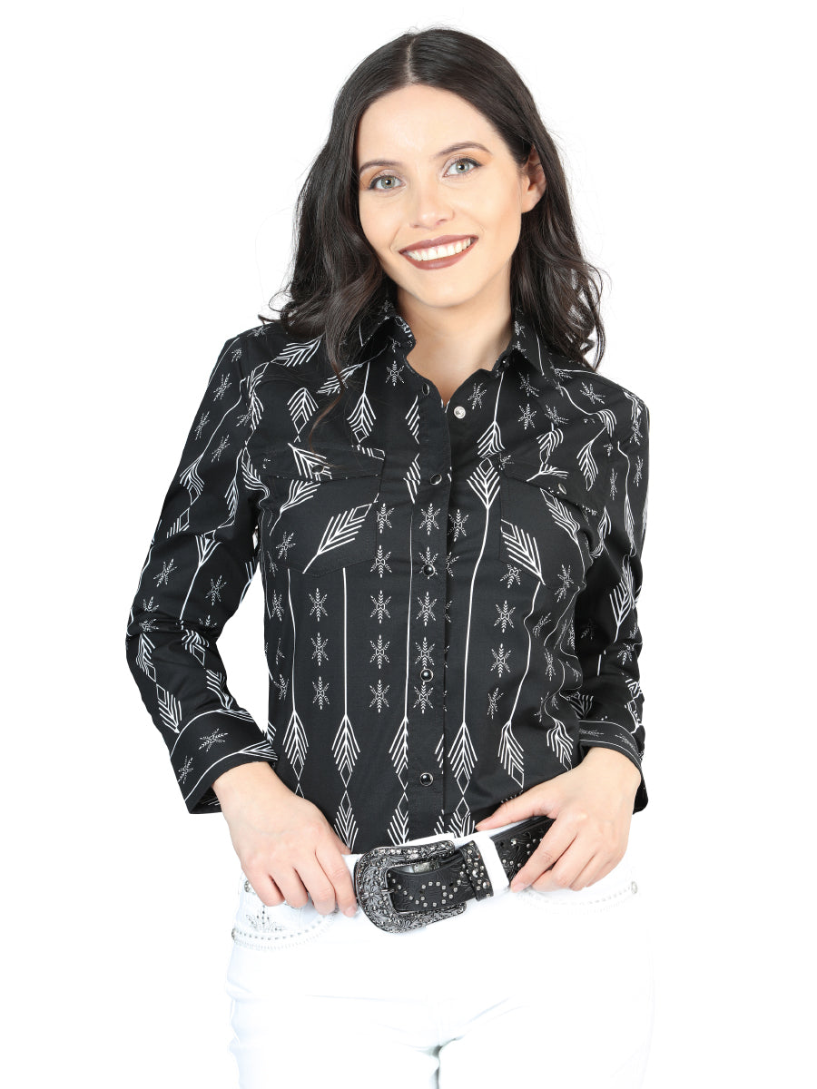 Casual Long-Sleeve Shirt by Black/White