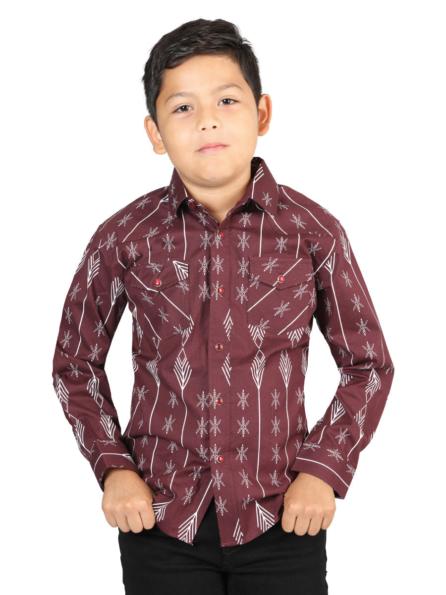 Camisa Casual de Manga Larga de El General Borgoña Mod. 44441