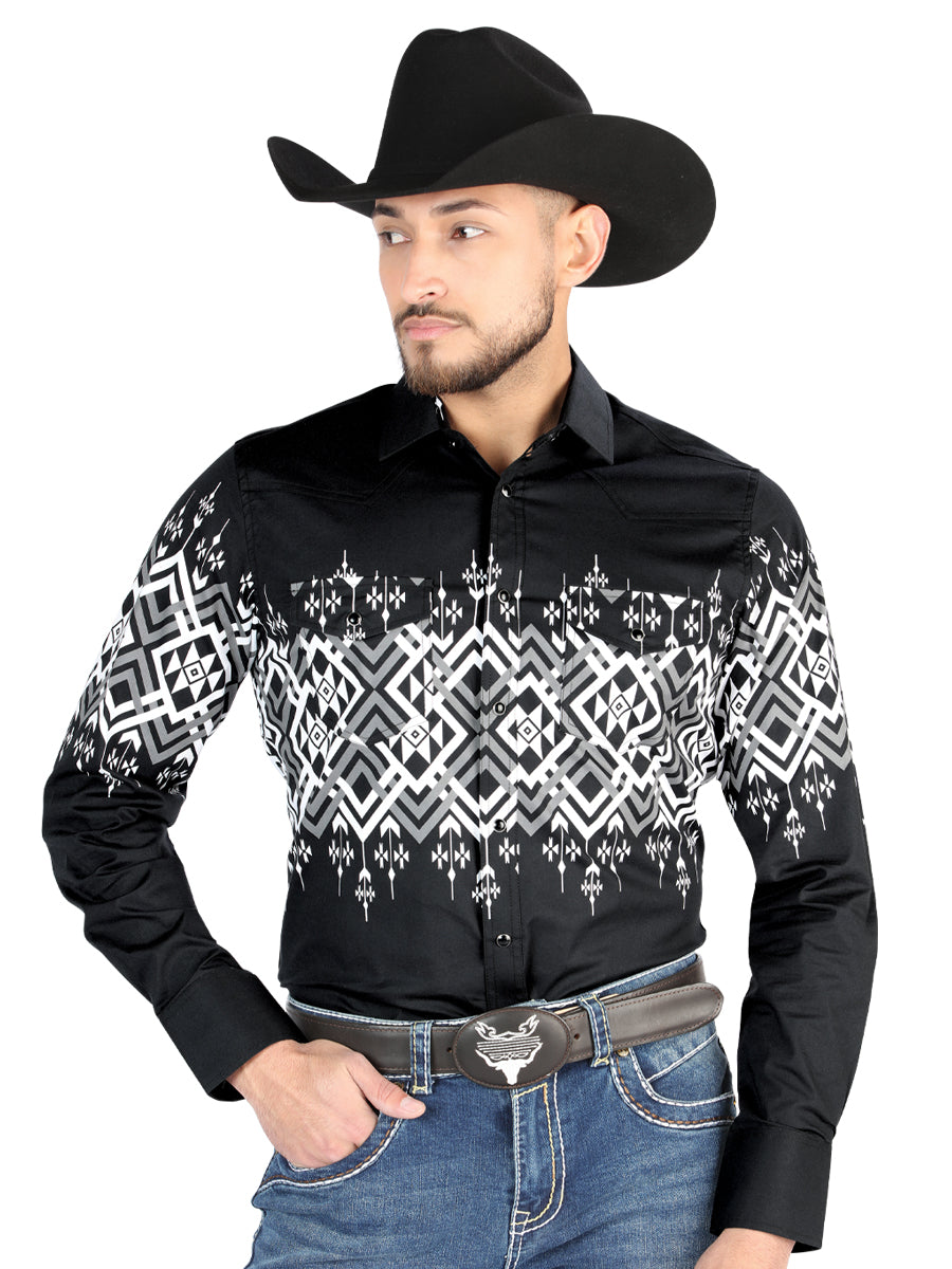 El General  Casual Long Sleeve Shirt  Black Mod. 44451