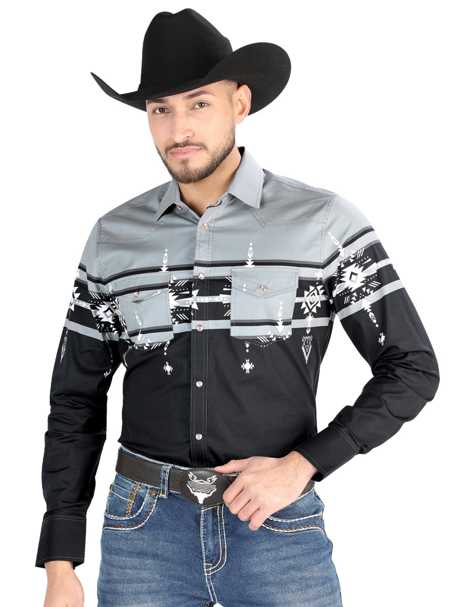 El General Casual Long Sleeve Shirt Black/Gray