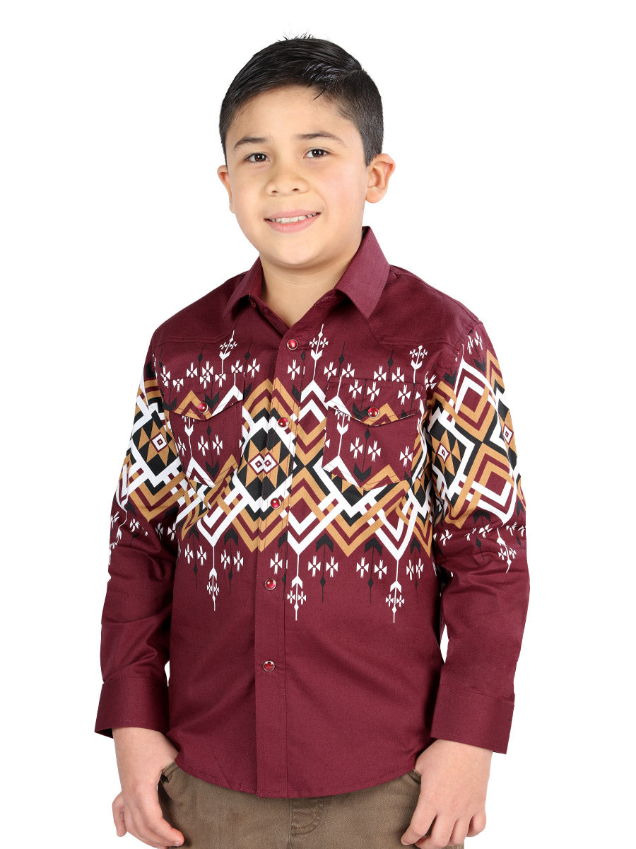 Camisa informal de manga larga de El General color burdeos