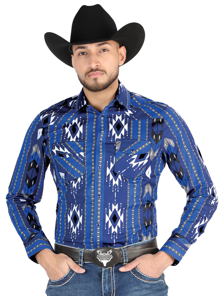 Casual Long Sleeve Shirt Azul