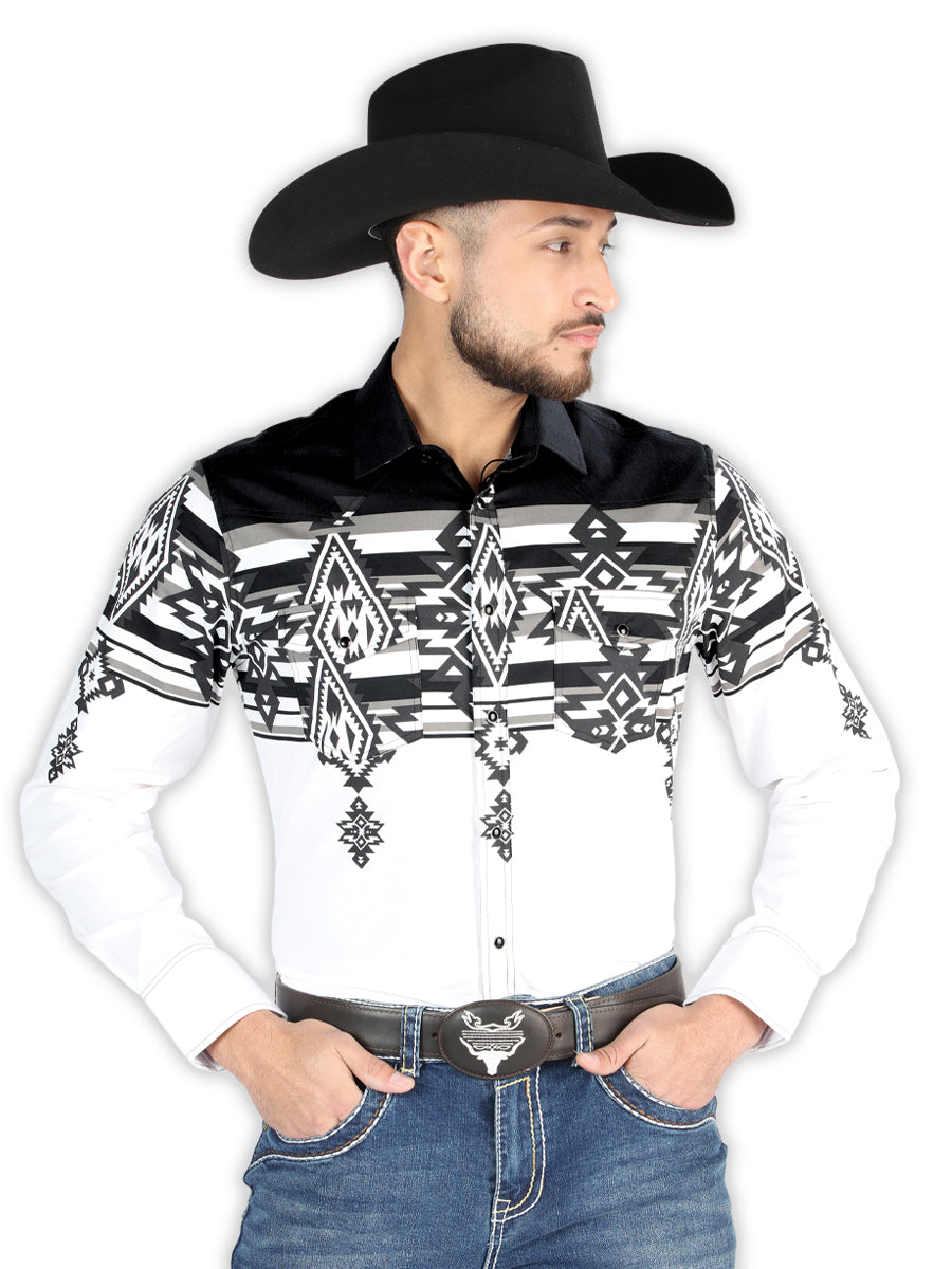 Casual Long Sleeve Shirt White and Black