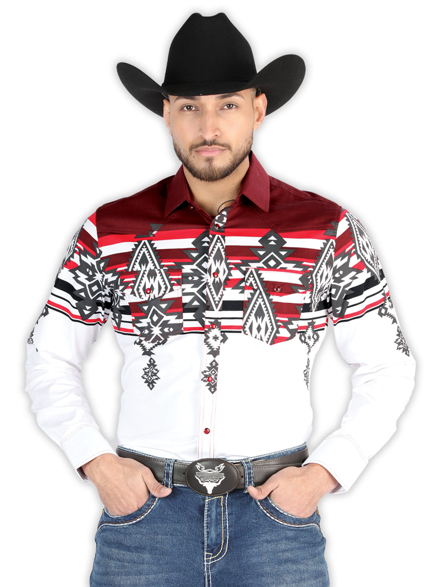 El General  Casual Long Sleeve Shirt  Burgundy Mod. 44497