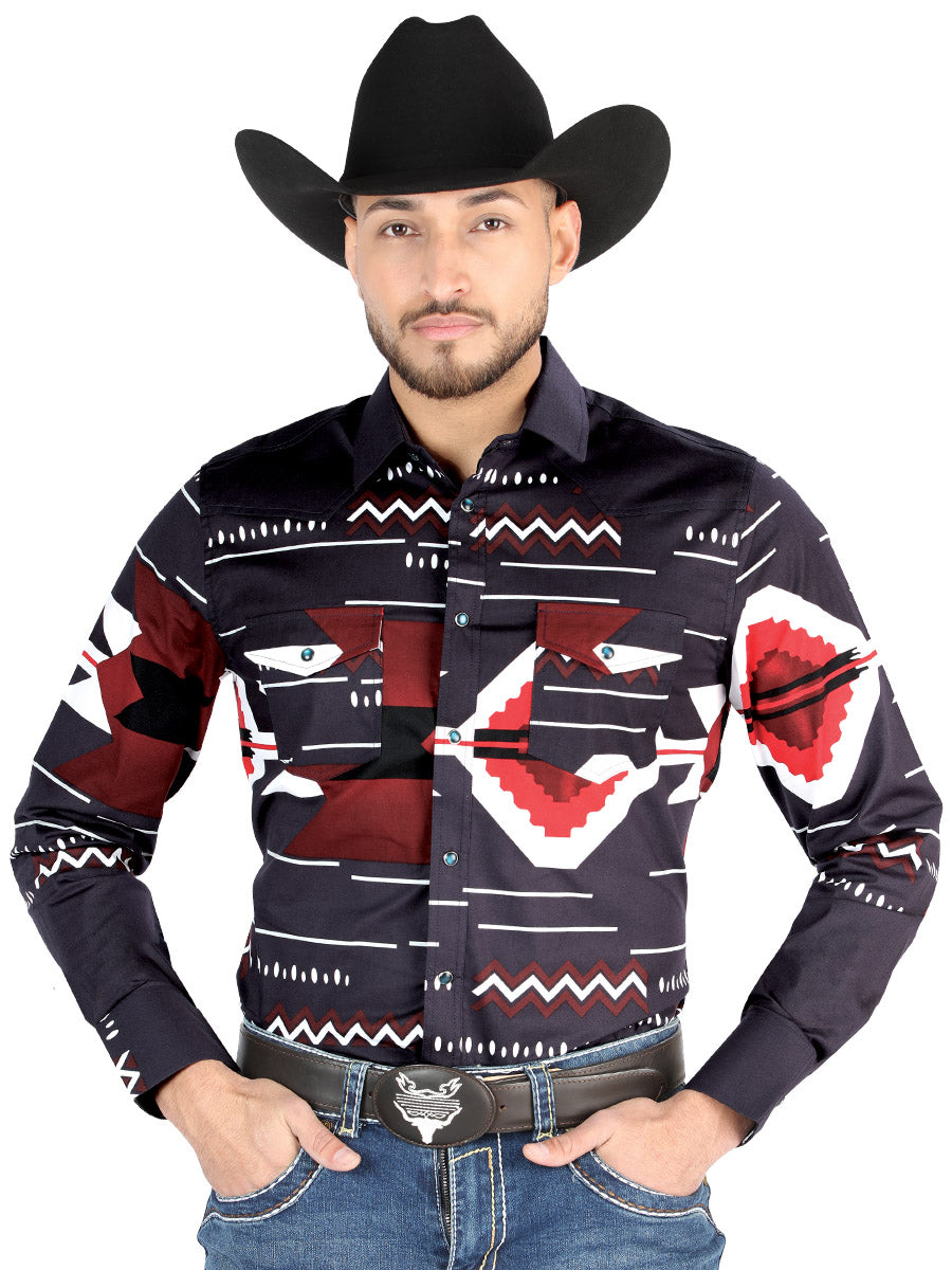 El General  Casual Long Sleeve Shirt  Burgundy Mod. 44498