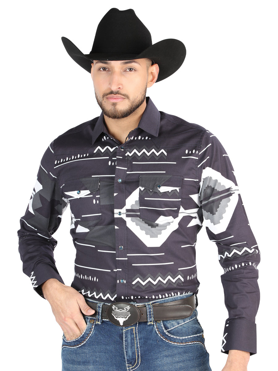 El General - Casual Long Sleeve Shirt - Black Mod. 44500