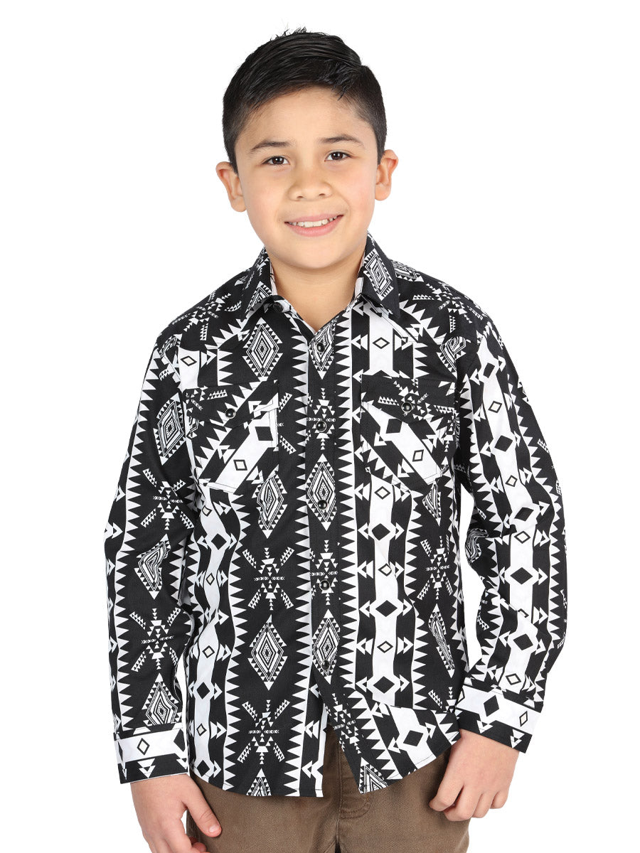 Casual Long-Sleeve Shirt by Black and White