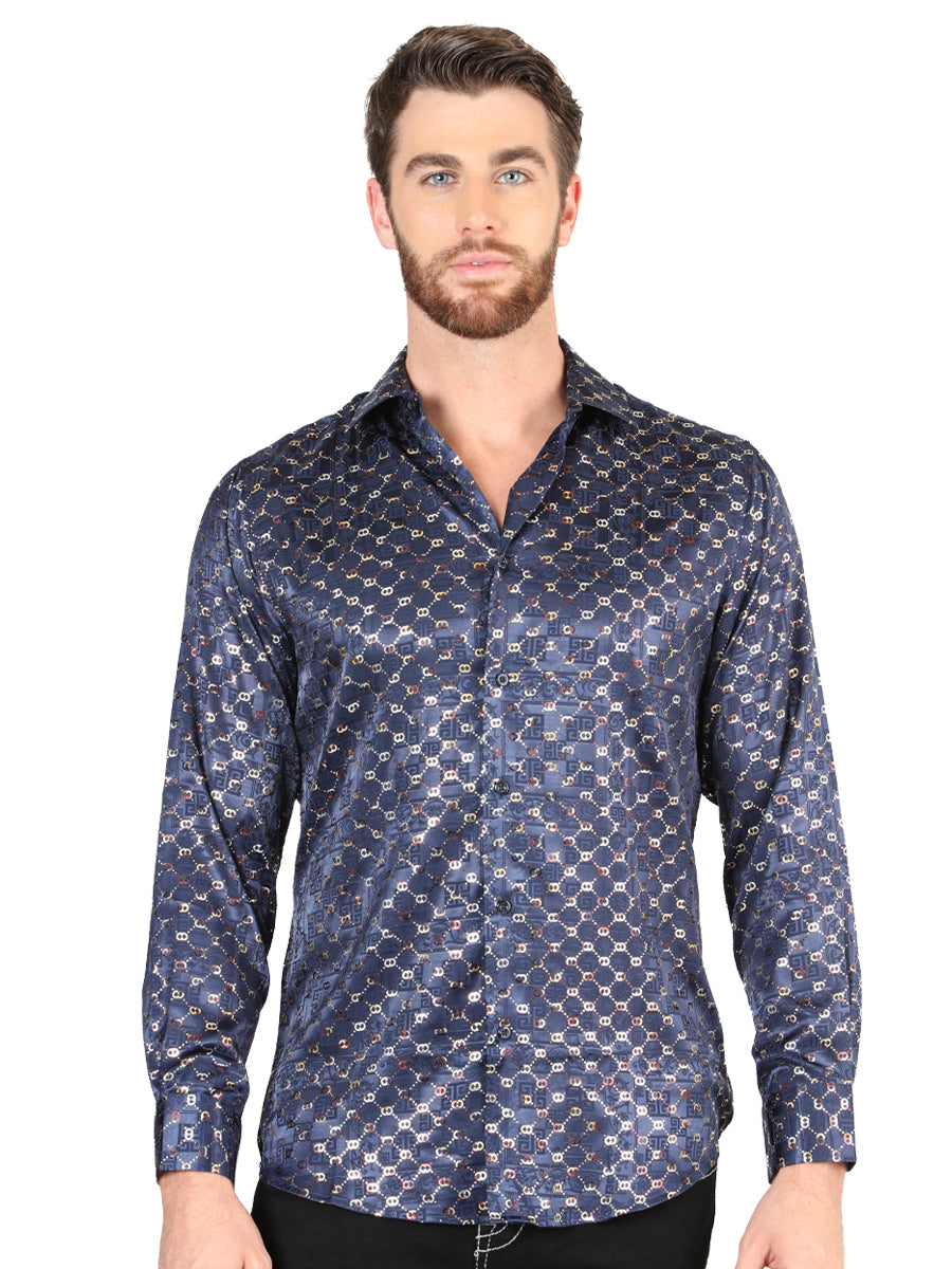 El General Navy/Gold Casual Long-Sleeve Shirt Mod. 44548