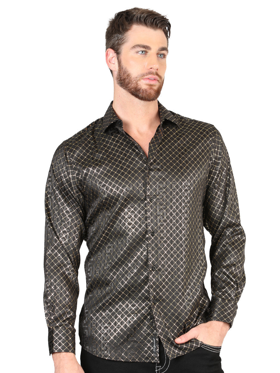 El General Black/Gold Men's Casual Long-Sleeve Shirt Mod. 44550