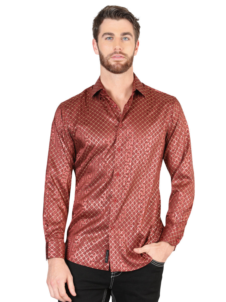 El General Burgundy Casual Long-Sleeve Shirt Mod. 44552