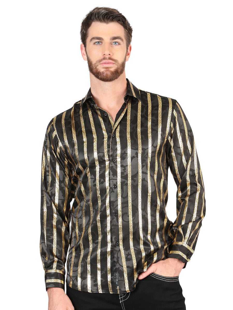 Black/Gold Casual Long-Sleeve Shirt Mod. 44554