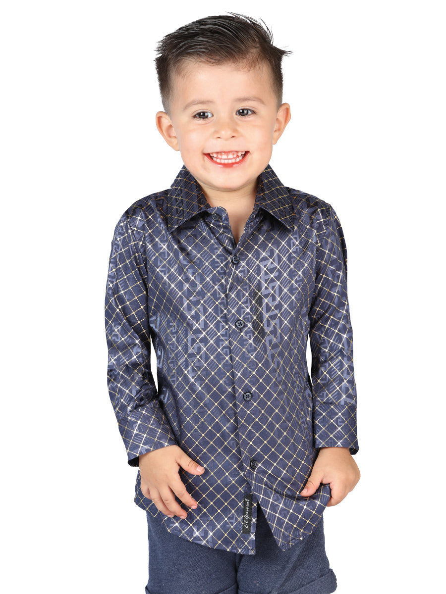 Camisa casual azul marino de manga larga Mod. 44569