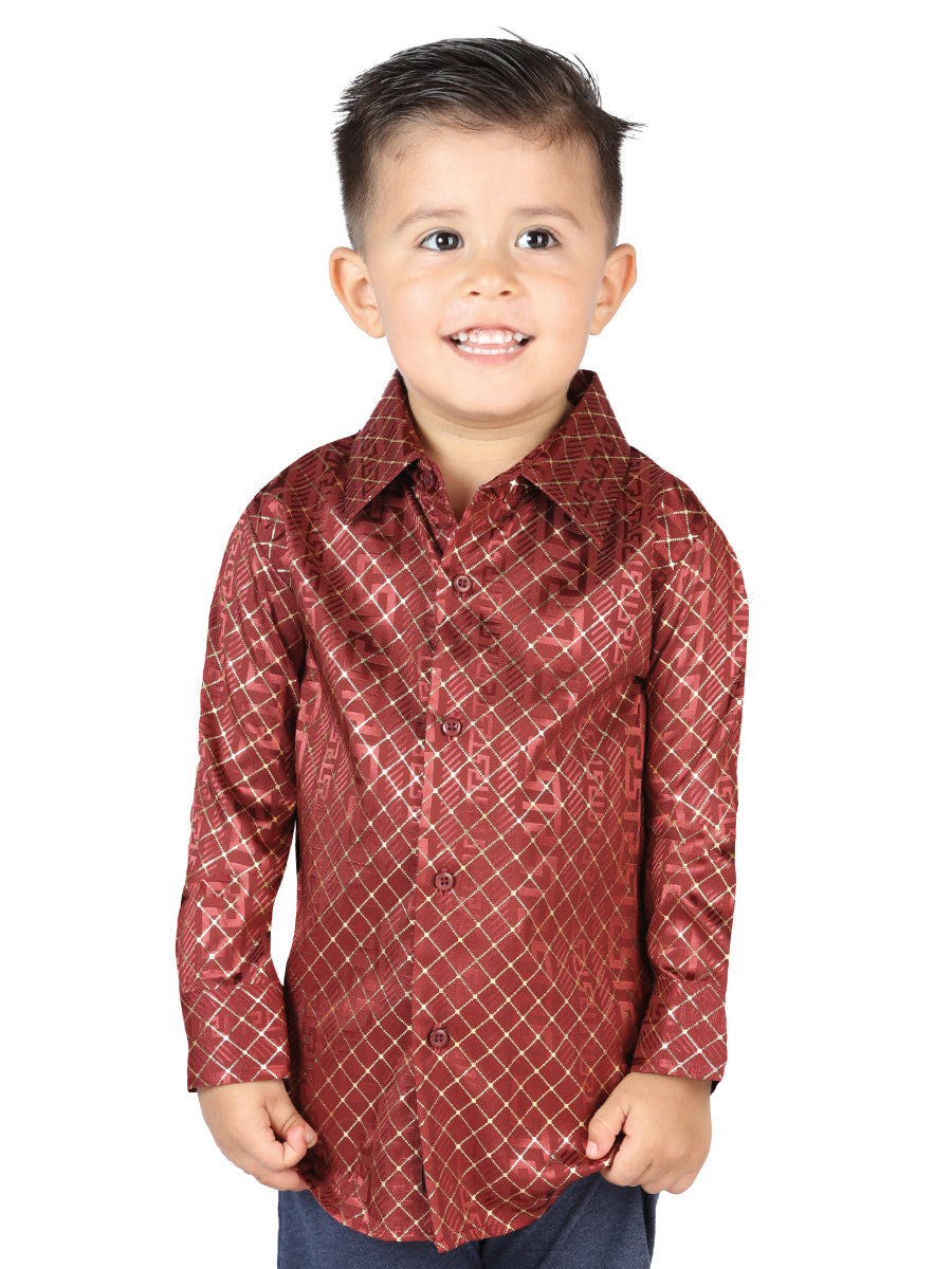 Camisa informal de manga larga burdeos, modelo 44570