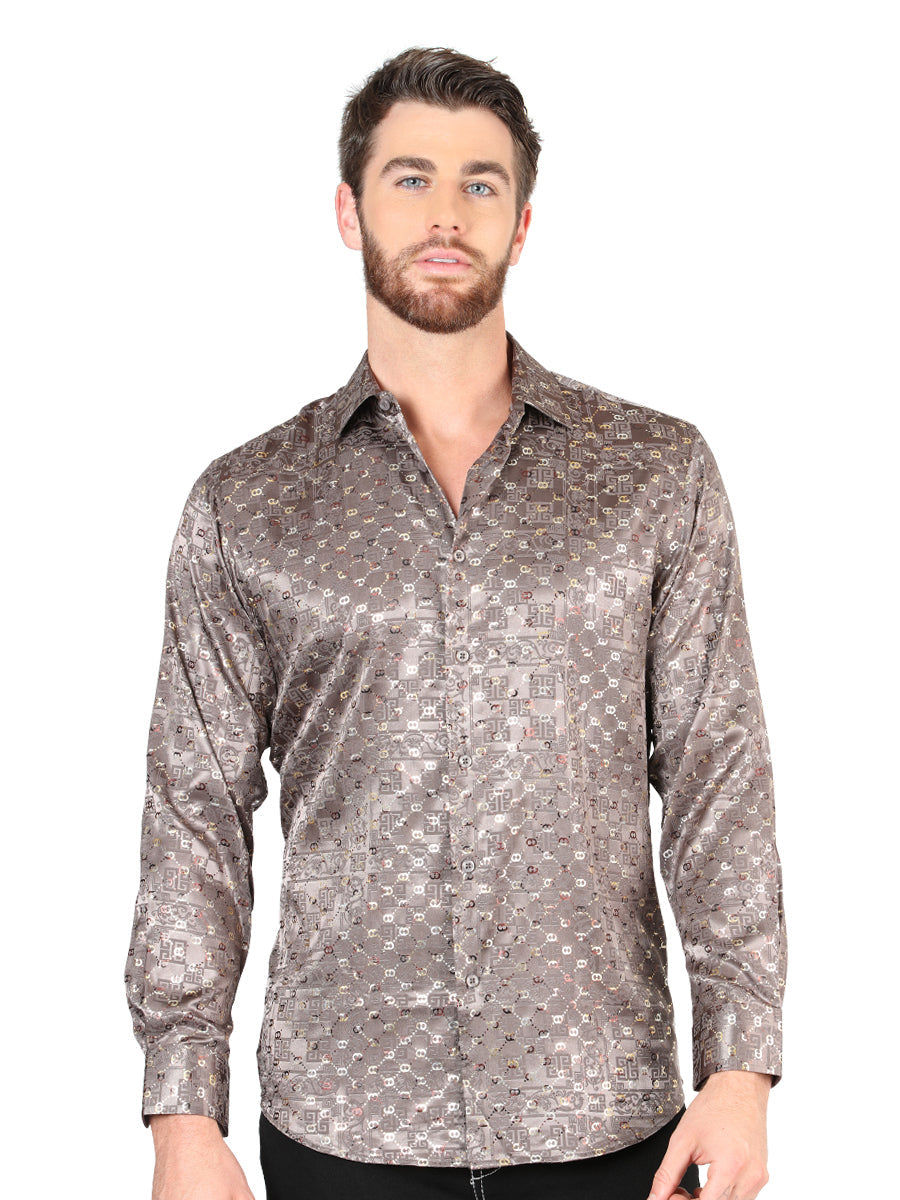 Camisa informal marrón de manga larga