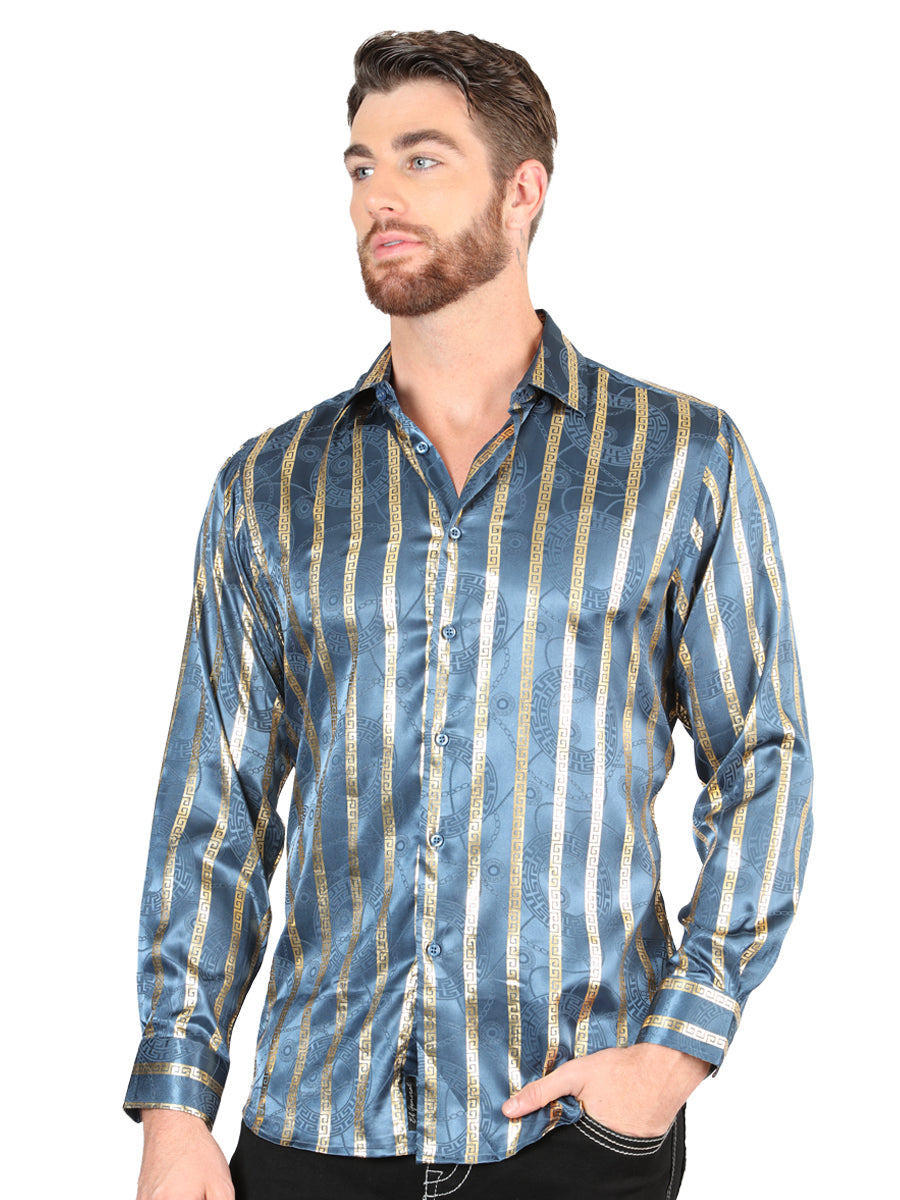 Camisa informal de manga larga color verde azulado