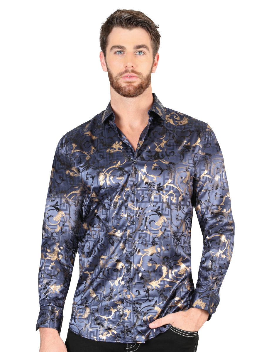 Navy Blue Casual Long-Sleeve Shirt Mod. 44589
