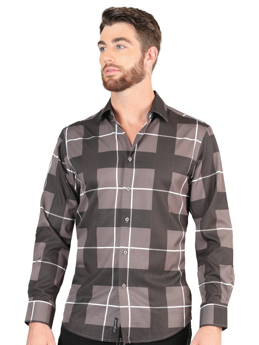 Camisa informal de manga larga gris/negra