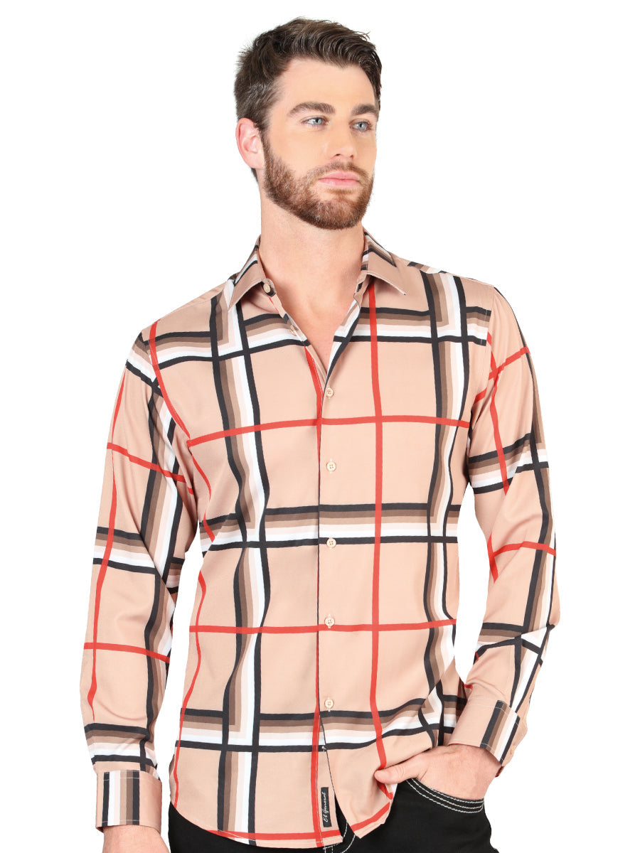 Camisa casual de manga larga color caqui