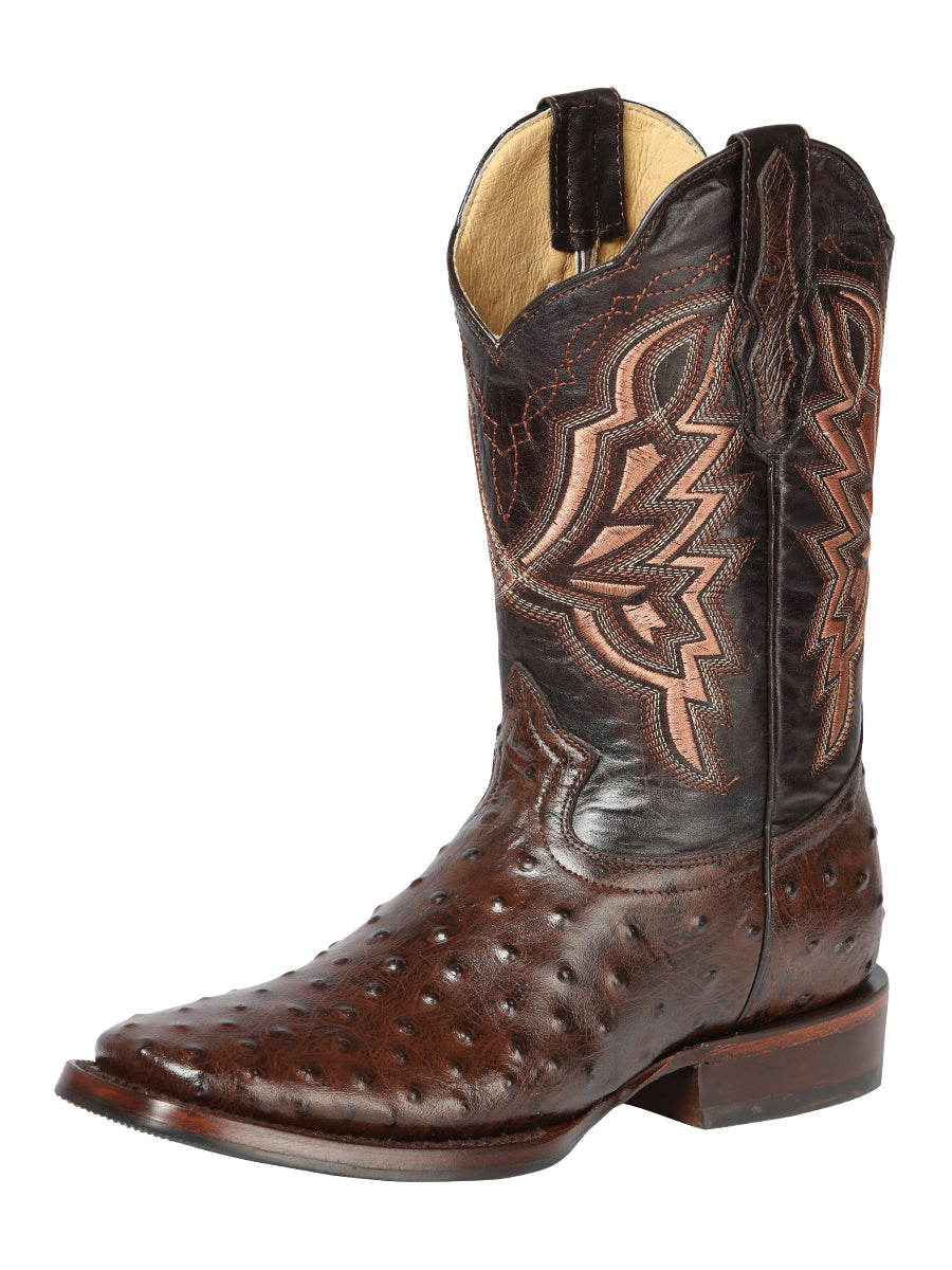 Rodeo Boot- Imit Avestruz - Brown