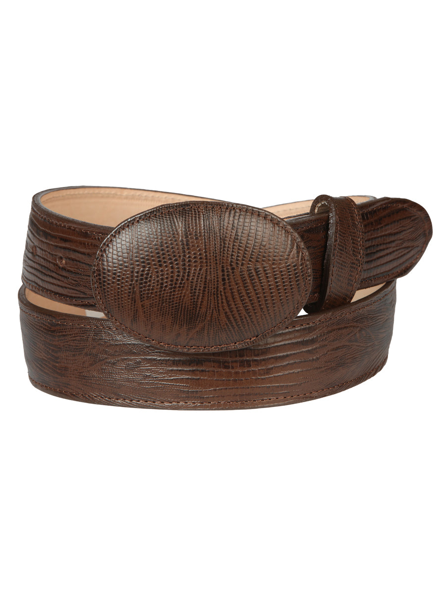 El General Men’s Cowboy Belt Imitation Lizard Leather Brown