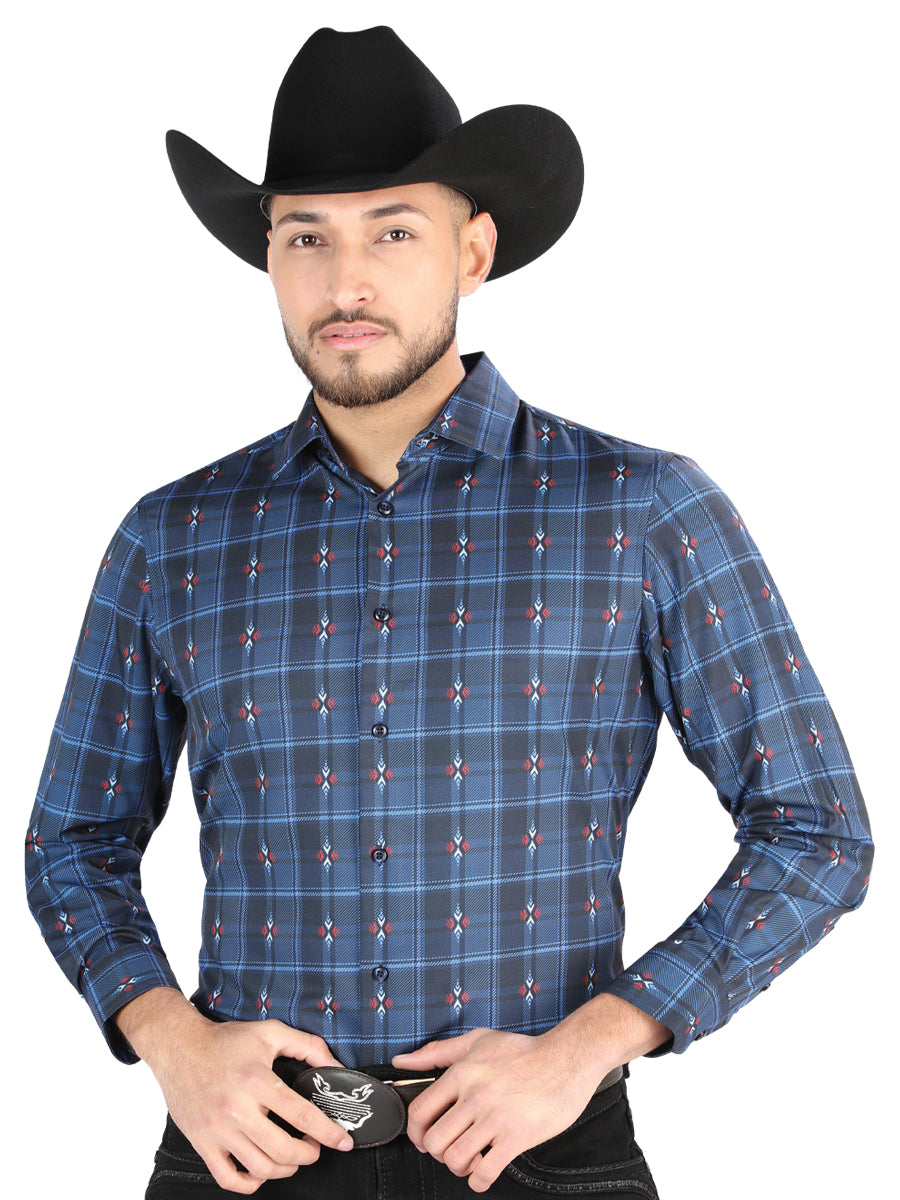 Casual Long Sleeve Shirt Blue/Red