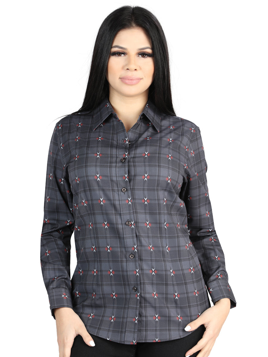 Casual Long-Sleeve Shirt - Gray/Brown