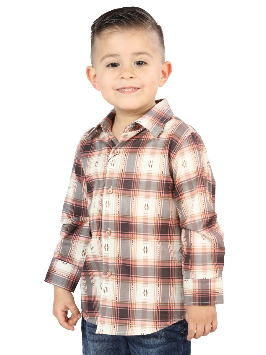 Camisa casual de manga larga naranja/beige