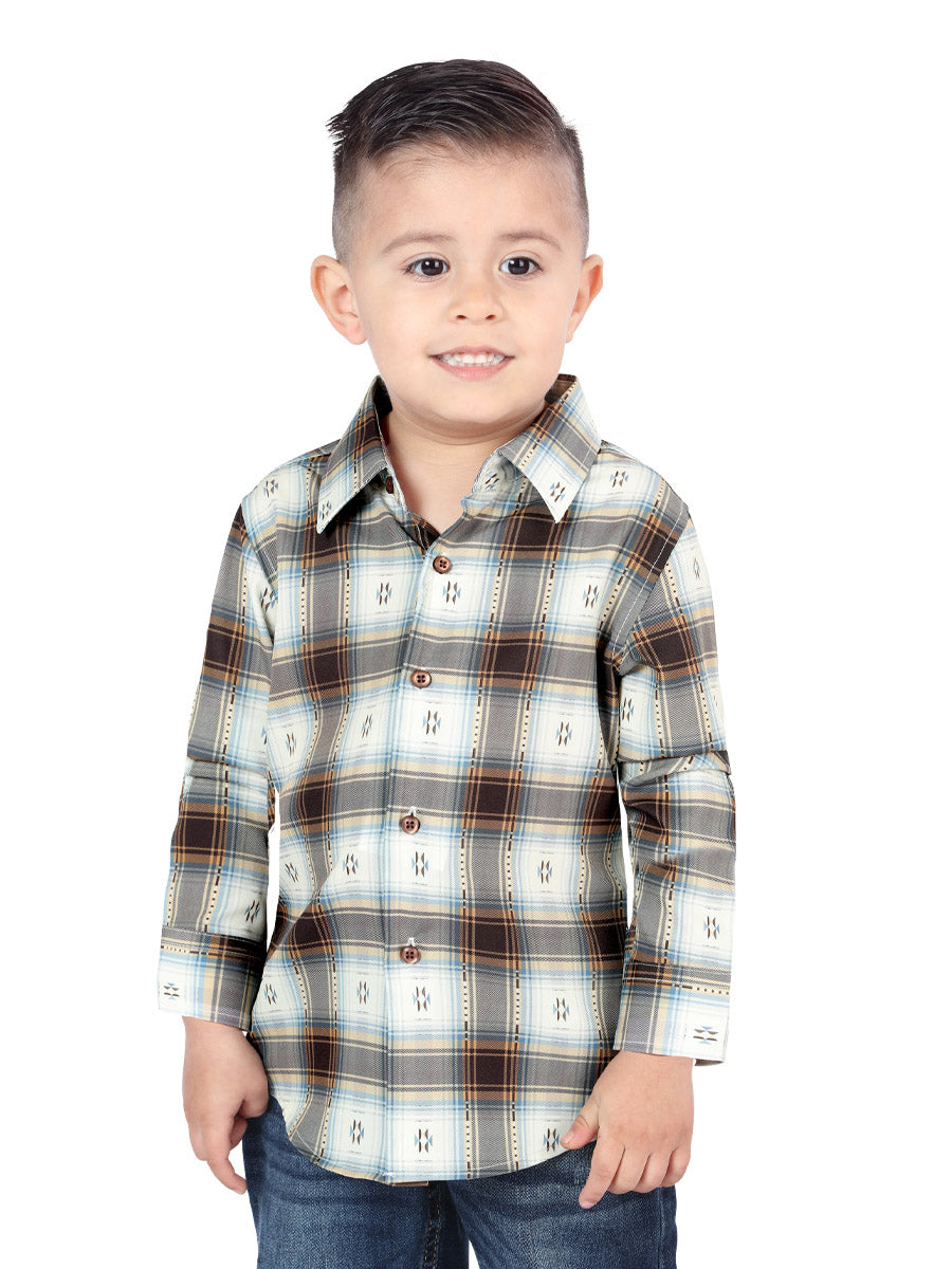 Camisa informal de manga larga color arena/marrón