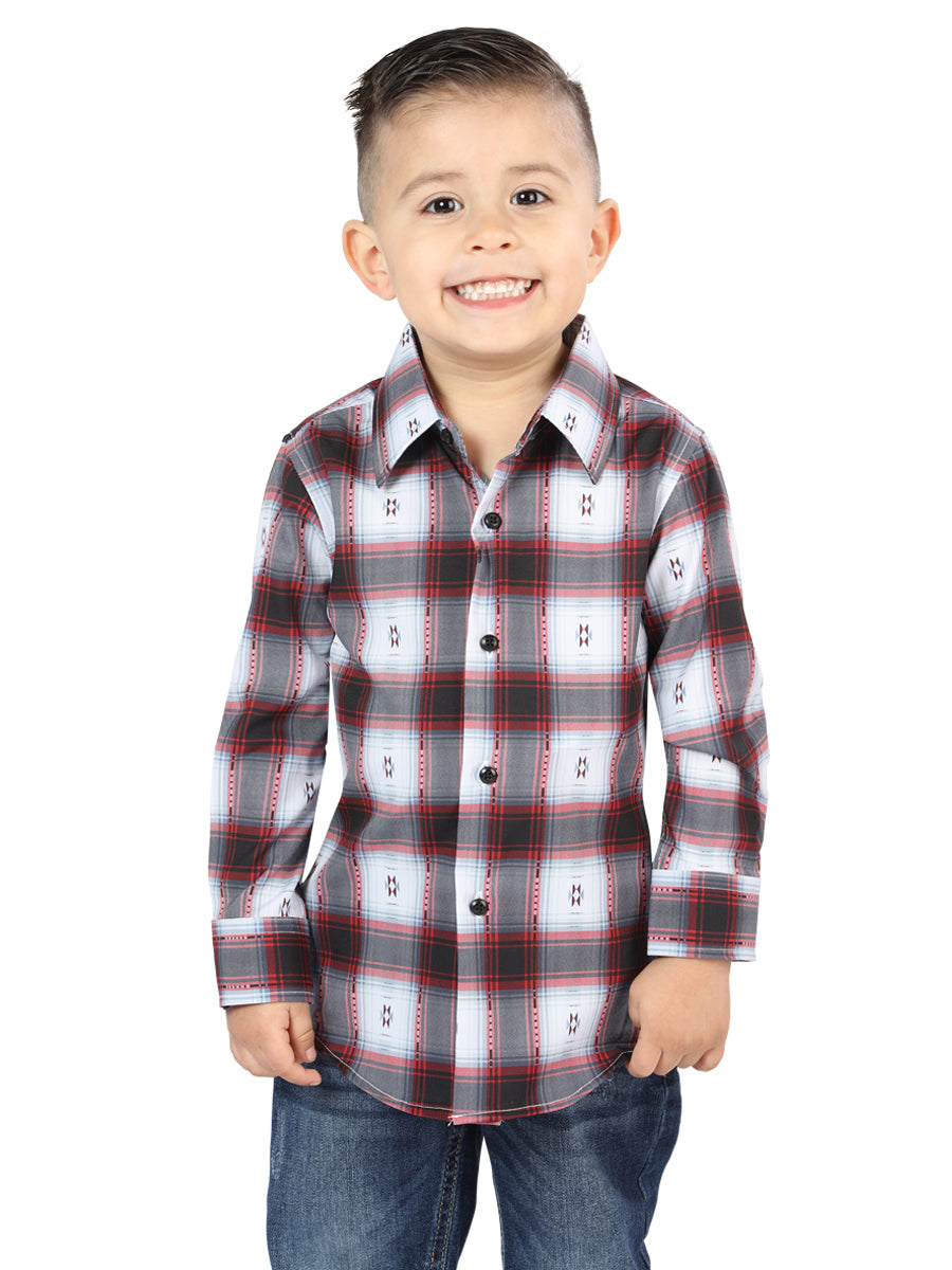 Camisa casual de manga larga negra/roja Mod. 44735