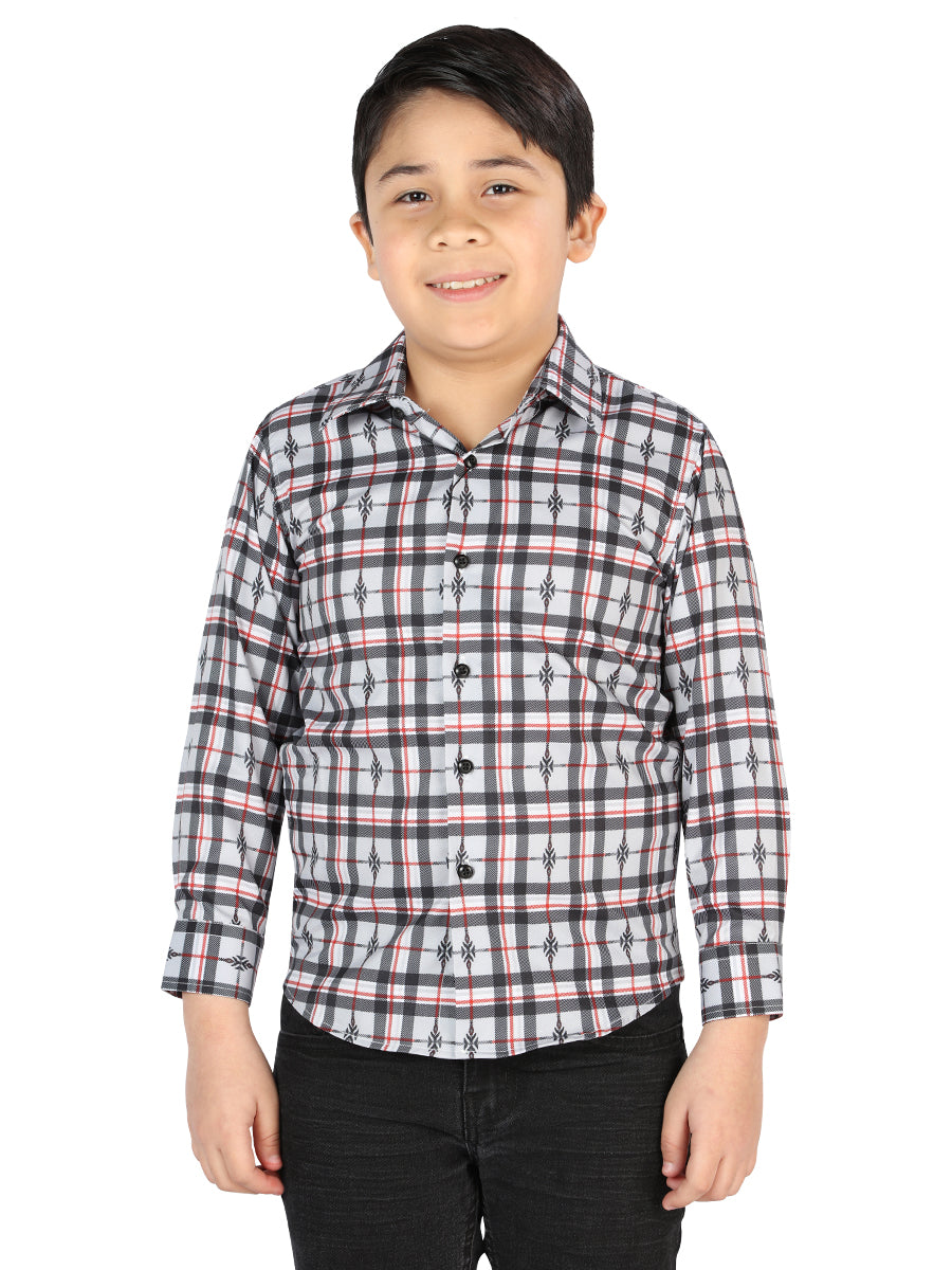 Camisa casual de manga larga blanca/negra Mod. 44737
