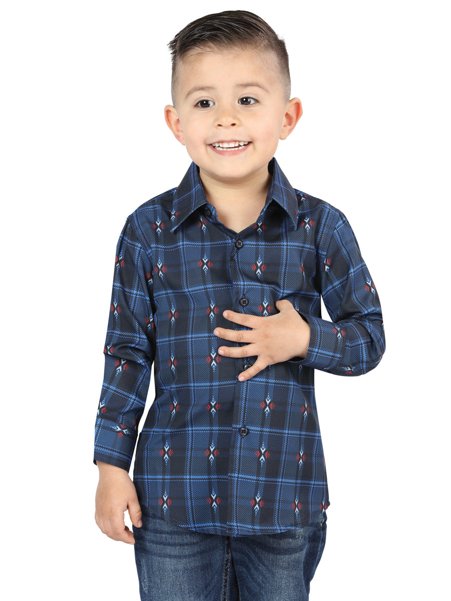 Camisa casual de manga larga negra/azul