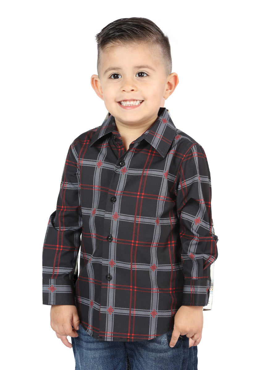 Camisa informal de manga larga negra/gris