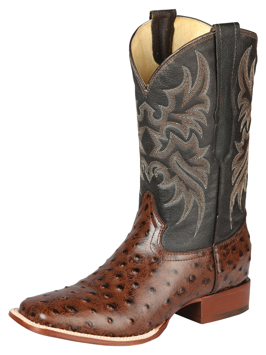 El Señor de los Cielos Men's Rodeo Boot Imitation Ostrich Leather Brown