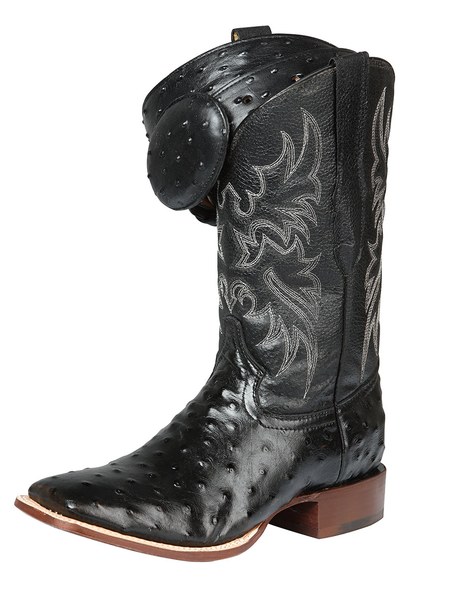 Rodeo - Printed Ostric leather boots - Black