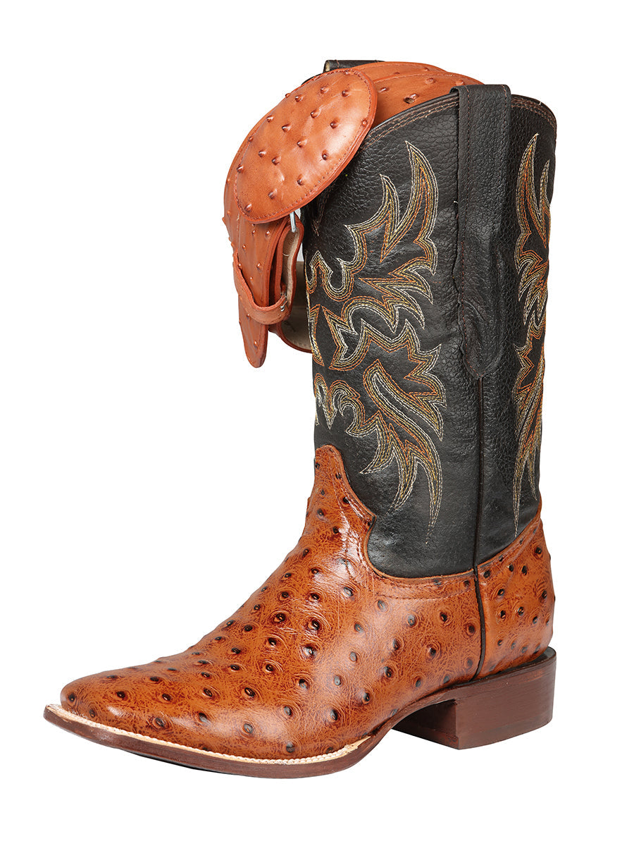 Rodeo - Printed Ostric leather boots - Cognac