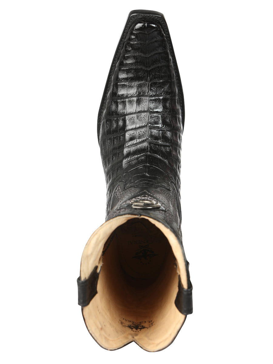 El General Mens Exotic Caiman Belly Cowboy Boots Black